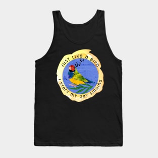 Just like a bird I start my day singing- musical finch bird Tank Top